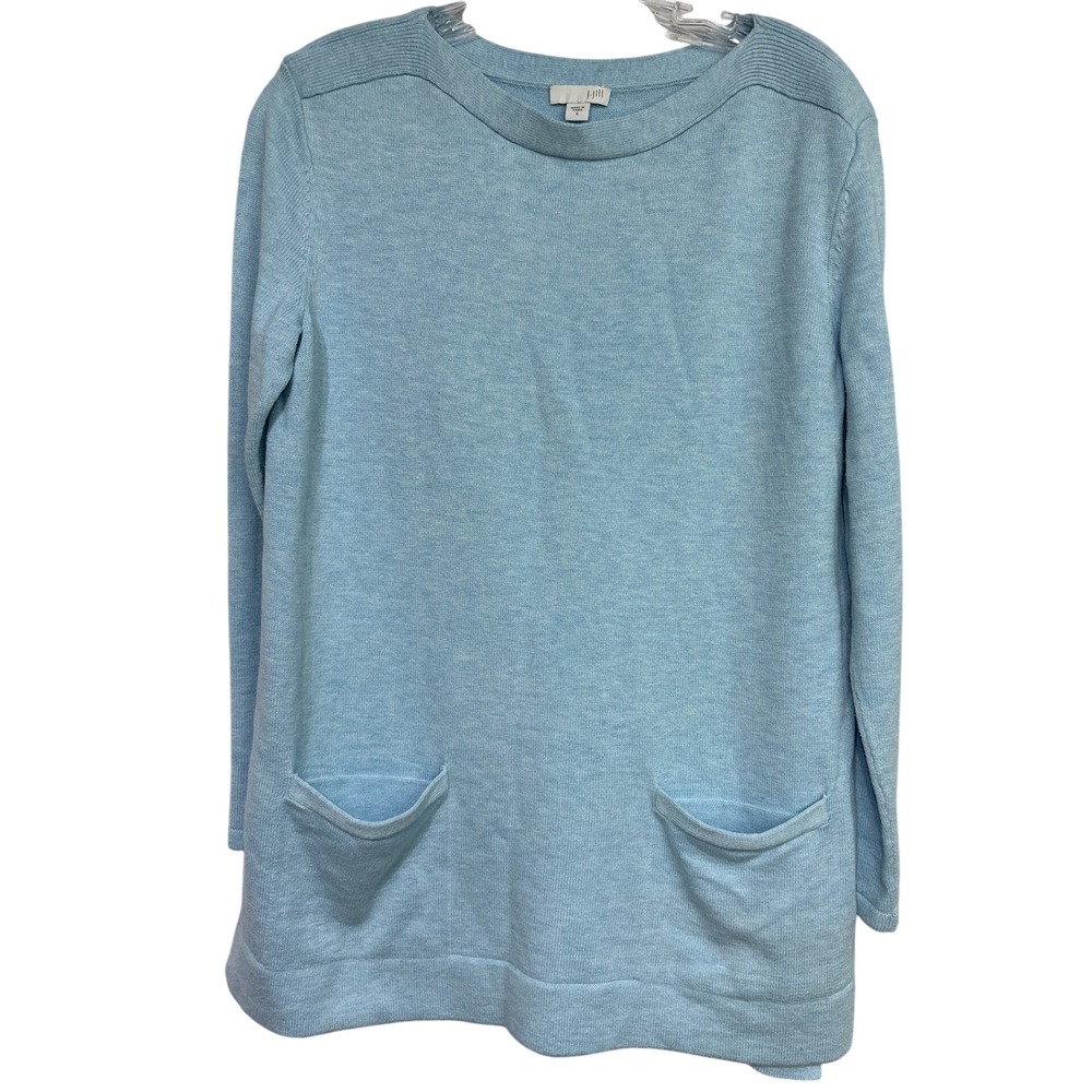 J Jill‎ Light Blue Sweater Tunic Size S Pockets Long Sleeve Casual Top